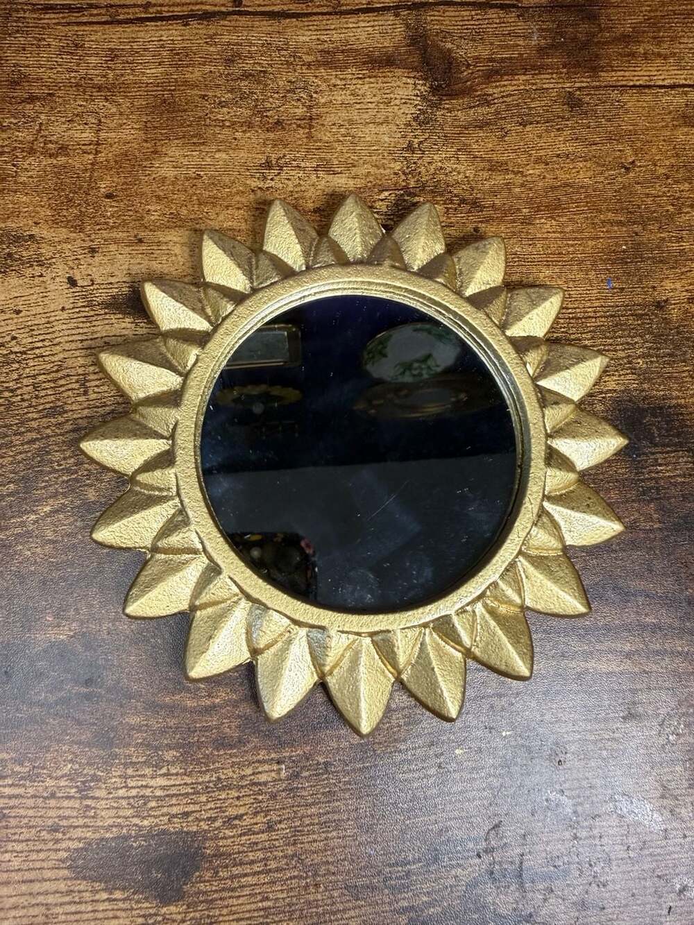 Handmade Celestial Sun Wall Mirror, Metallic Gold